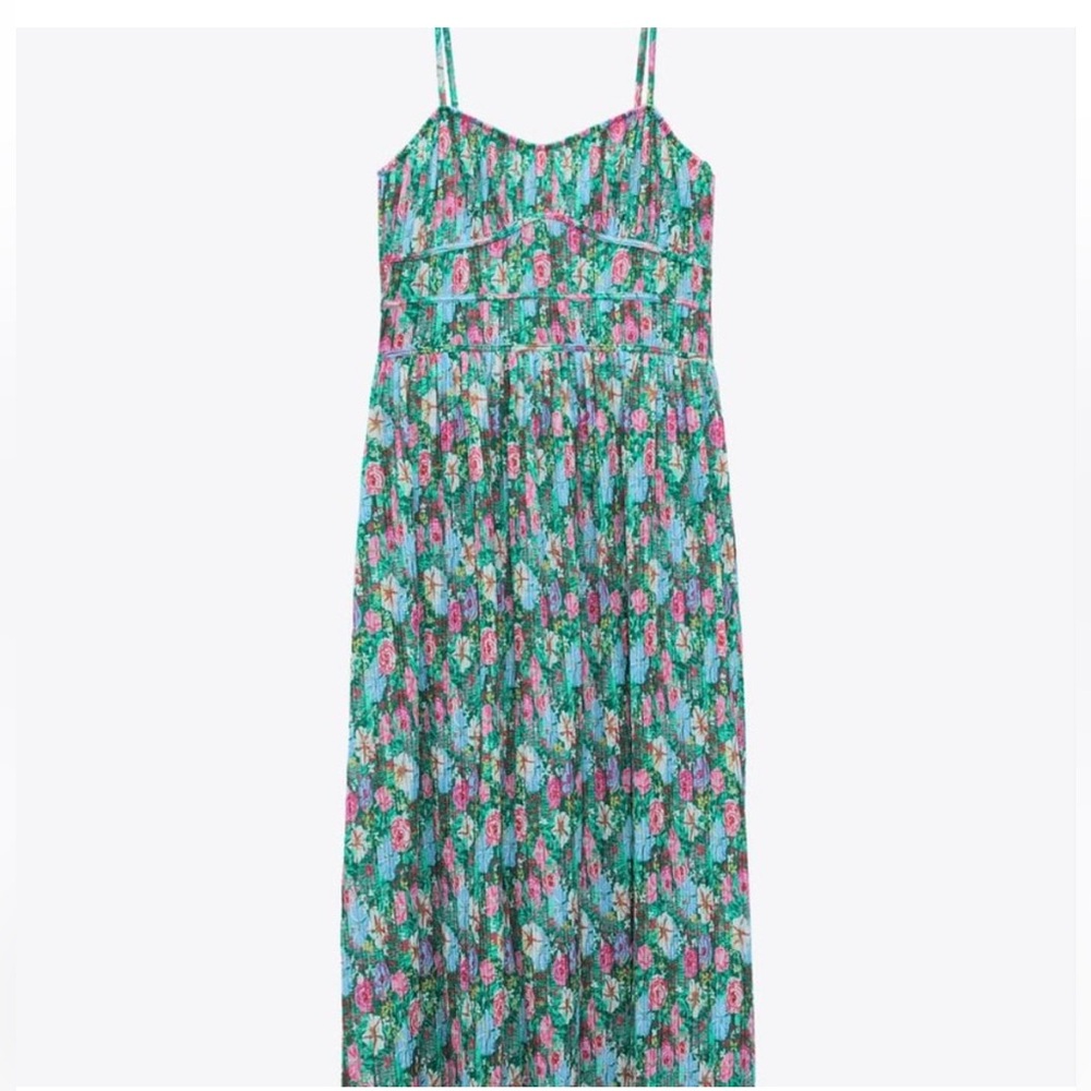 Zara pleated printed dress